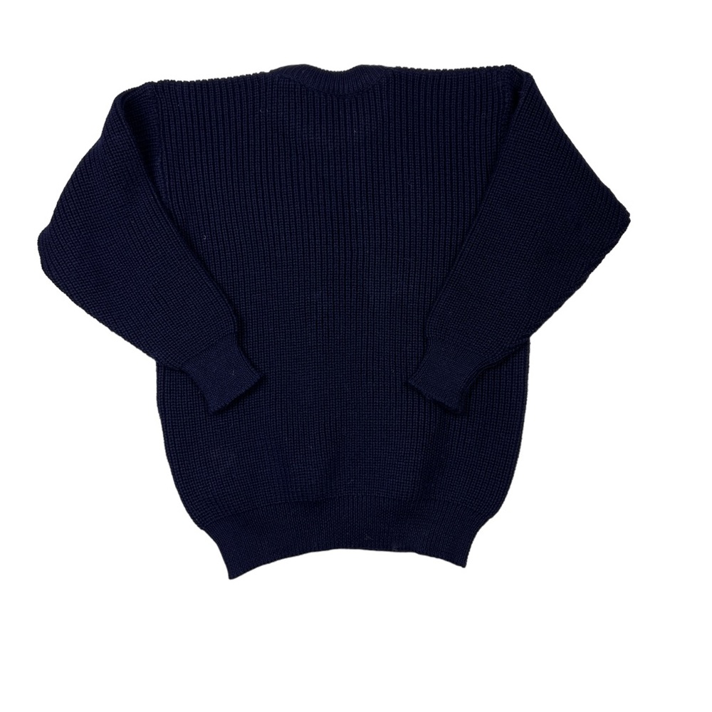 Barbour Vintage Mens Navy Wool Ribbed Crew Neck Pullover Sweater - Picture 6 of 8